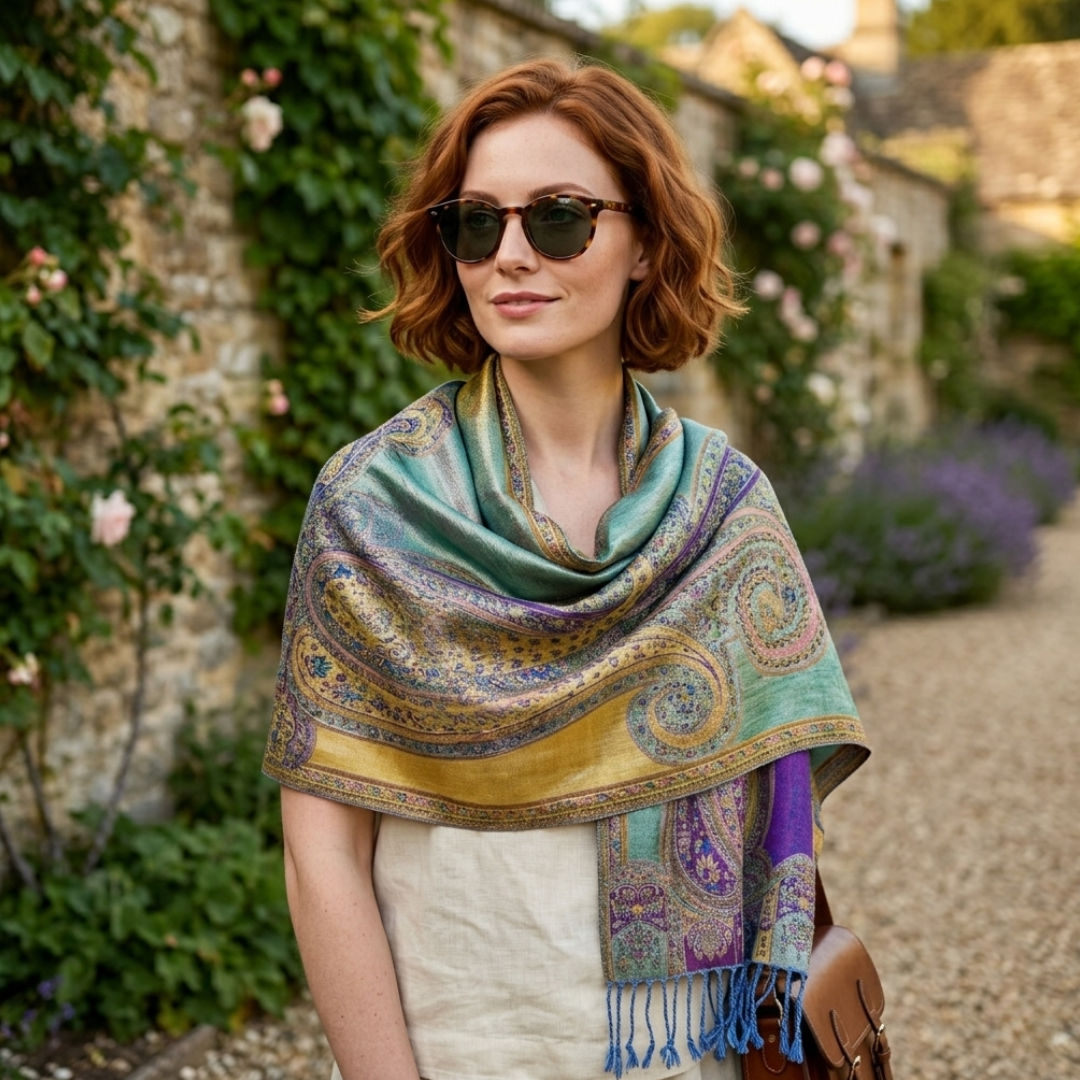 Multi Paisley Cutwork Style Scarf